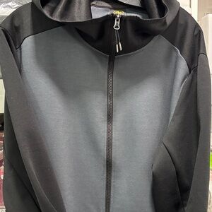 ATHLETIC Black and Gray Zip-Up Men’s Hoodie W/ Pockets NEW